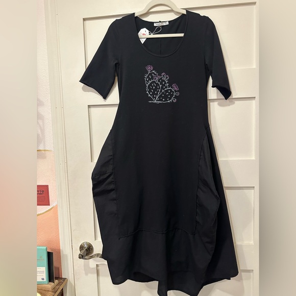 Luukaa 3/4 sleeve cotton jersey and crisp cotton combo dress. Size 8 new no tags - Picture 2 of 13